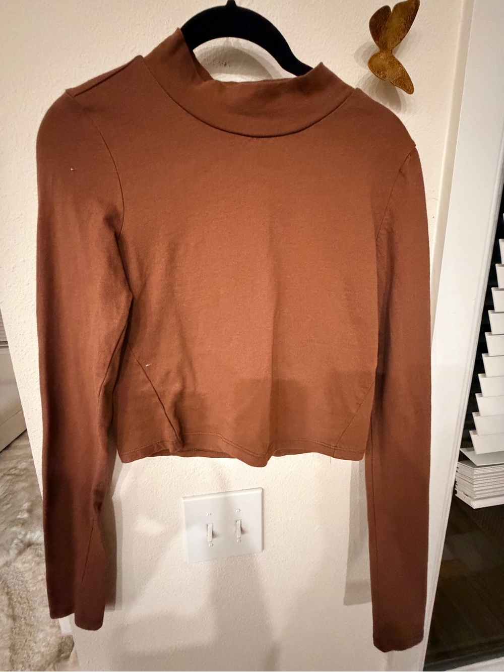 FP Movement by Free People Rust Cropped Turtleneck Sweater
